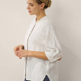 100% Linen Striped Three-Quarter Sleeve Shirt SKYLAR