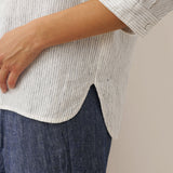100% Linen Striped Three-Quarter Sleeve Shirt SKYLAR