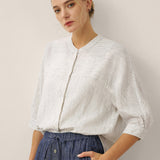 100% Linen Striped Three-Quarter Sleeve Shirt SKYLAR