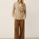 100% Linen Striped Wrap Jacket GENESIS
