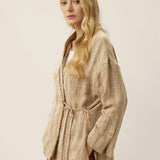 100% Linen Striped Wrap Jacket GENESIS