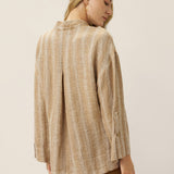 100% Linen Striped Wrap Jacket GENESIS
