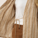100% Linen Striped Wrap Jacket GENESIS