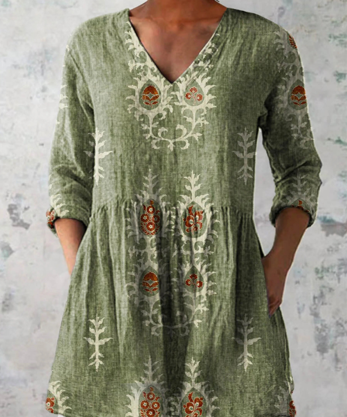 Elise | Long Blouse with V-Neck