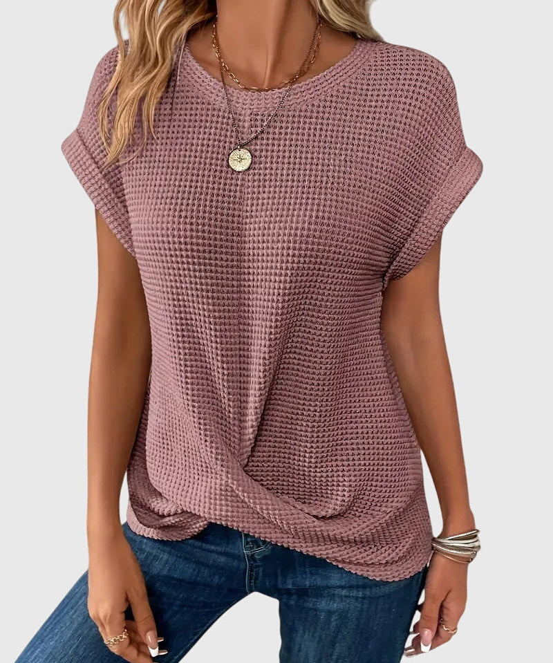 Isa - Elegant Blouse with Crew Neck
