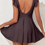 Maclair & Co. - Women's One Piece Swimsuit Ruffle Cutout Swimdress Tummy Control V Neck Wrap Swimwear