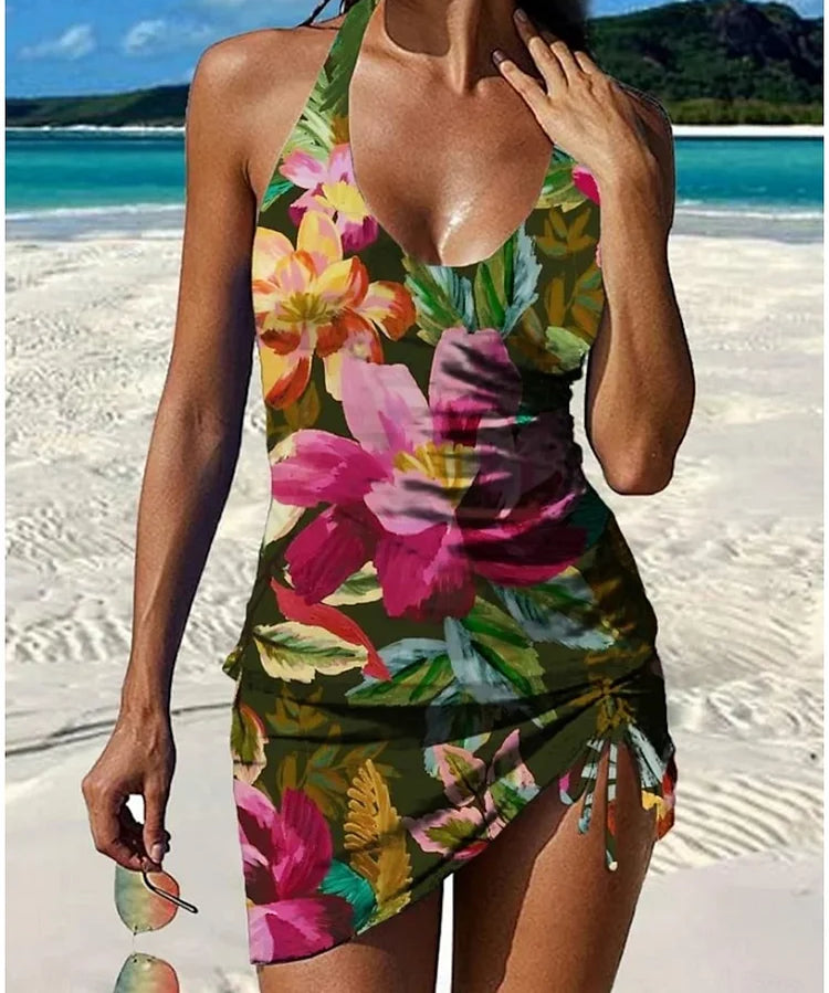 Faith - Floral Graphic Tankini with Shorts, Tummy Control Effect