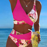 Lorraine - Bikini with Contrasting Floral Print and Slit