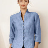 100% Linen Hand Button Fitted Jacket AMELIA
