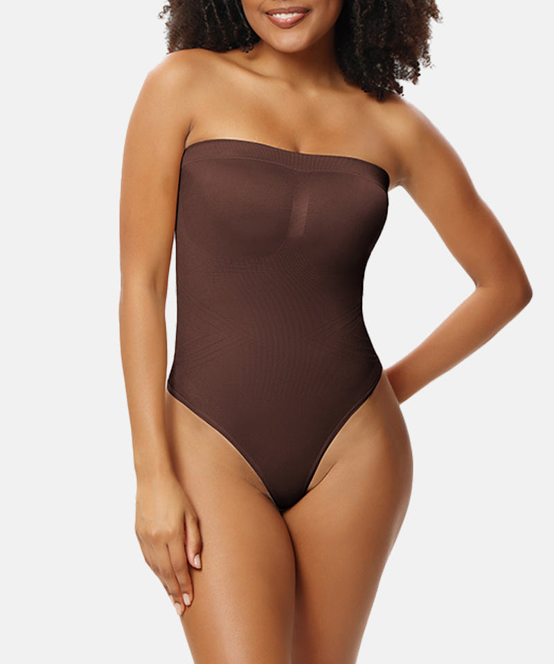 Seamless Bandeau Shaping Bodysuit with Removable Straps
