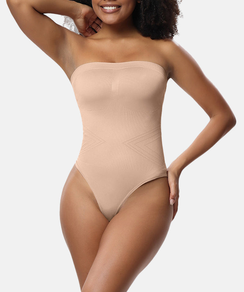 Seamless Bandeau Shaping Bodysuit with Removable Straps