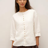100% Linen Button-Front Drop Shoulder Shirt EASTER