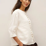 100% Linen Button-Front Drop Shoulder Shirt EASTER