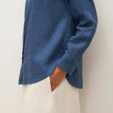 100% Linen Button-Front Shirt with Extended Hem JOVAN