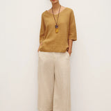 100% Linen V-Neck 3/4 Length Sleeve Top DORA