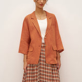 100% Linen 3/4 Sleeve Drop Shoulder Blazer DARA