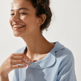 Linen Round Soft-Fold Collar Top ANAIS