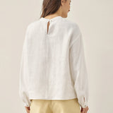 100% Linen Mock Neck Long-Sleeve Top DEANNA