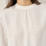 100% Linen Mock Neck Long-Sleeve Top DEANNA