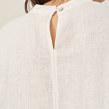 100% Linen Mock Neck Long-Sleeve Top DEANNA