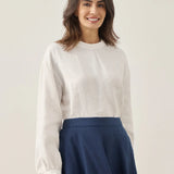 100% Linen Mock Neck Long-Sleeve Top DEANNA