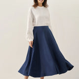 100% Linen Mock Neck Long-Sleeve Top DEANNA