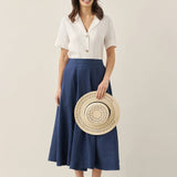 100% Linen Button-Up Short Sleeve Shirt ORENDA