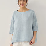100% Linen Boatneck 3/4 Length Sleeve Top AURORA