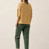 100% Linen V-Neck 3/4 Length Sleeve Top DORA