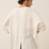 100% Linen Round Neck Mid-Sleeve Top ROBYN