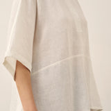 100% Linen Round Neck Mid-Sleeve Top ROBYN