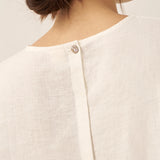 100% Linen Round Neck Mid-Sleeve Top ROBYN