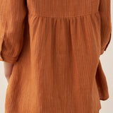 100% Linen Round Neck Artistic Stripe Top FLORENCE