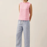 100% Linen Draped Collar Tank Top JACQUELINE