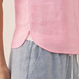 100% Linen Draped Collar Tank Top JACQUELINE