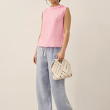 100% Linen Draped Collar Tank Top JACQUELINE