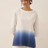 Linen White Boat Neck Oversized Top AVA