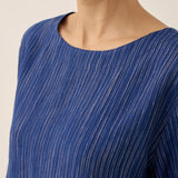 100% Linen Round Neck Artistic Stripe Top FLORENCE