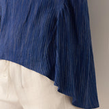 100% Linen Round Neck Artistic Stripe Top FLORENCE