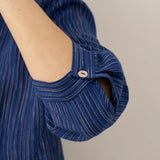 100% Linen Round Neck Artistic Stripe Top FLORENCE