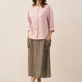 100% Linen Button-Front Drop Shoulder Shirt EASTER