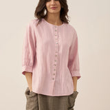 100% Linen Button-Front Drop Shoulder Shirt EASTER