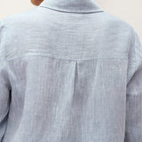 100% Linen Buttoned Closure Color-Blocked Shirt JANICE