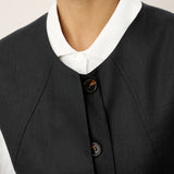 Linen-Lyocell Panel Layered Vest ODELIA