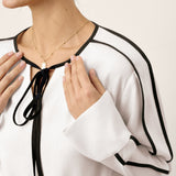 Linen-Lyocell Contrast Trim Tie-Neck Overtop VERA