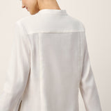 Linen-Lyocell Mandarin Collar Fitted Seam Shirt THORA