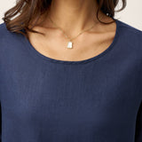 100% Linen Relaxed Back Button Top with Tab Sleeves SYLVANA