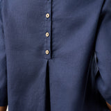 100% Linen Relaxed Back Button Top with Tab Sleeves SYLVANA