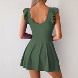 Maclair & Co. - Women One Piece Swim Dress Tummy Control Swimsuit Slimming Ruffle Side Tie Kont Swimdress Bathing Suit
