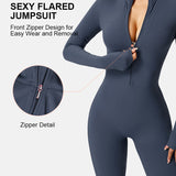 Women Zip Up Long Sleeve Workout Jumpsuit